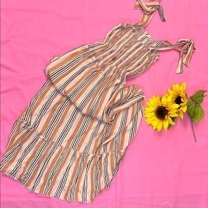Striped Sleeveless Dress with Bow Straps